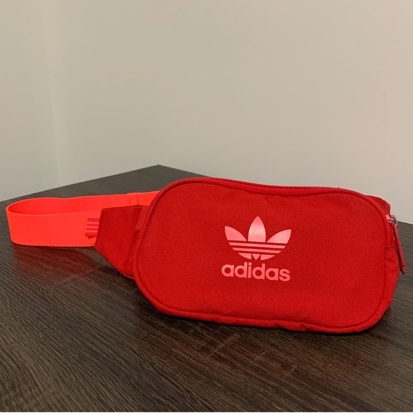 SOLD Adidas Essential Crossbody Bag Scarlet Red Belt Bag Fanny Pack Unisex - Picture 4 of 15
